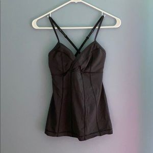 lululemon tank top grey gray size 4 built in bra